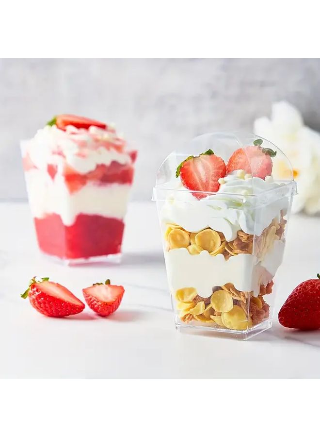 50pcs Square Plastic Dessert Cups With Lids Clear Party Cups For Ice Cream Yogurt - Image 4
